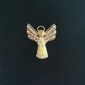 Monet Gold and Cream Angel Brooch